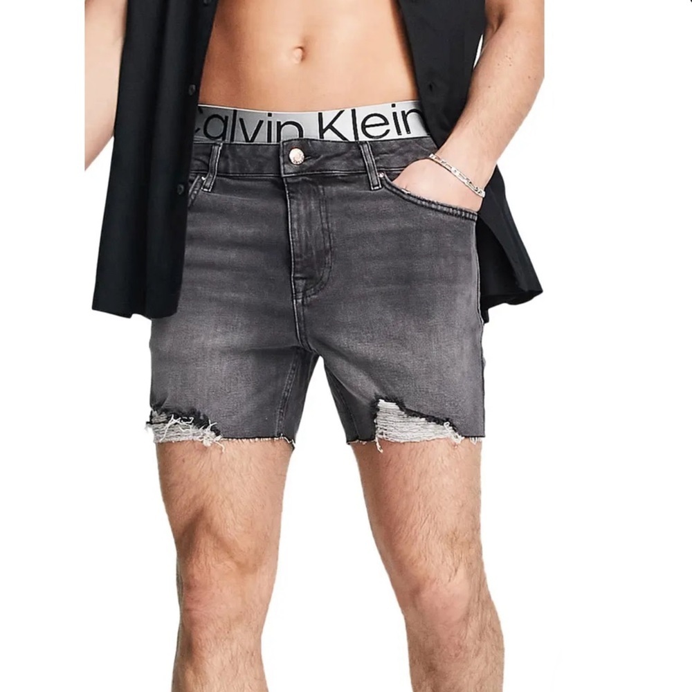 ASOS Distressed Raw Hem Denim Shorts Sz 26